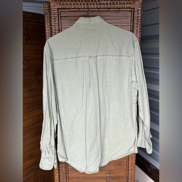 90s Faded Glory Heavy Long Sleeve Button Up Medium Gray - Picture 7 of 8